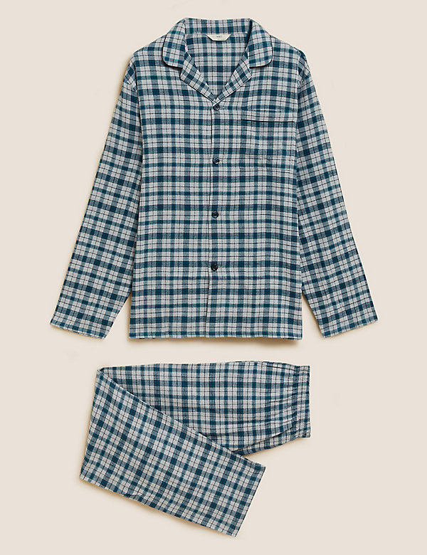 Pyjama en coton peigné à carreaux - FR