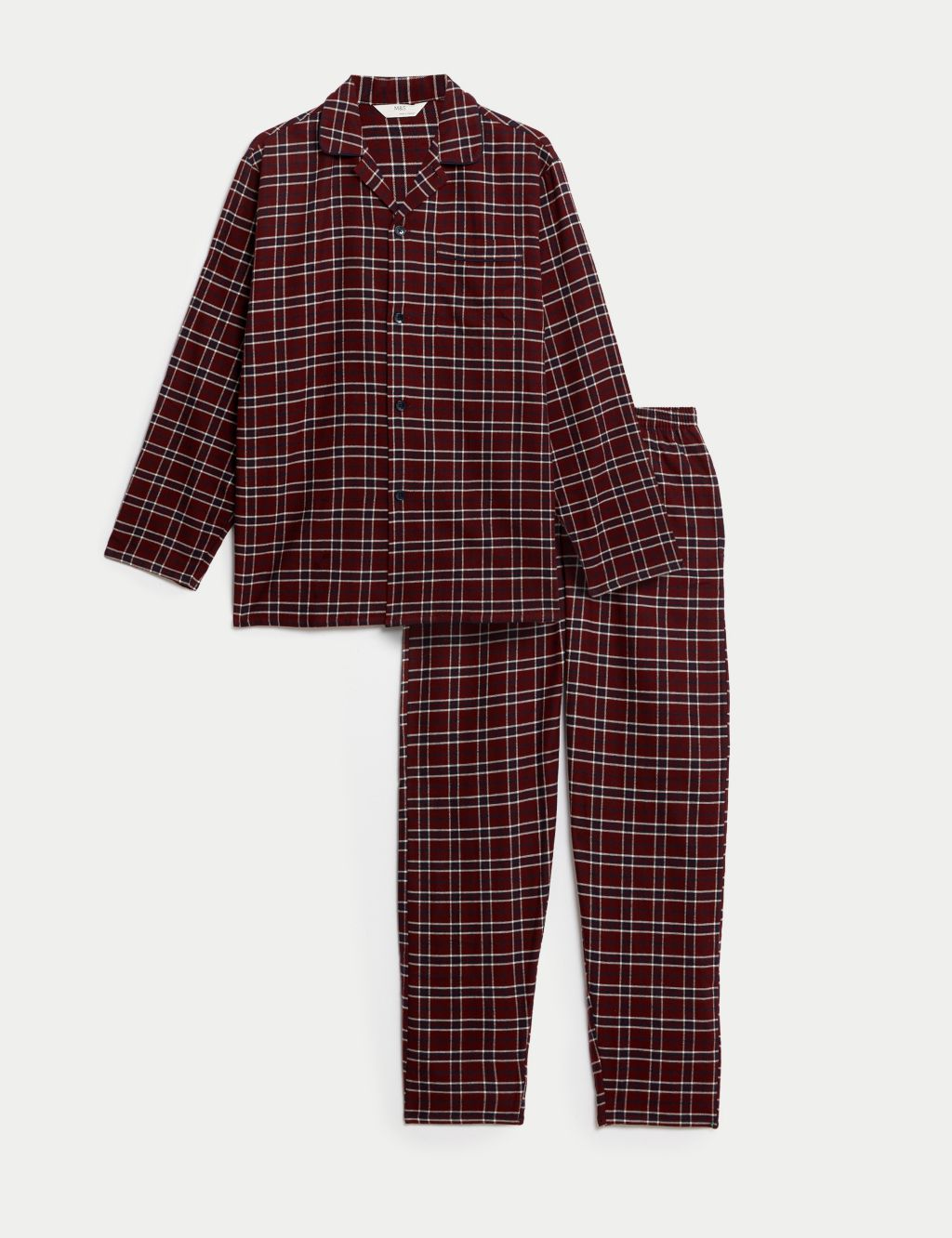 Longer Length Brushed Cotton Checked Pyjama Set image 2