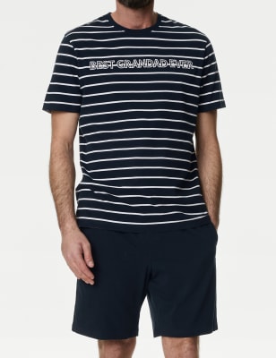 

Mens M&S Collection Pure Cotton Best Grandad Slogan Pyjama Set - Navy Mix, Navy Mix