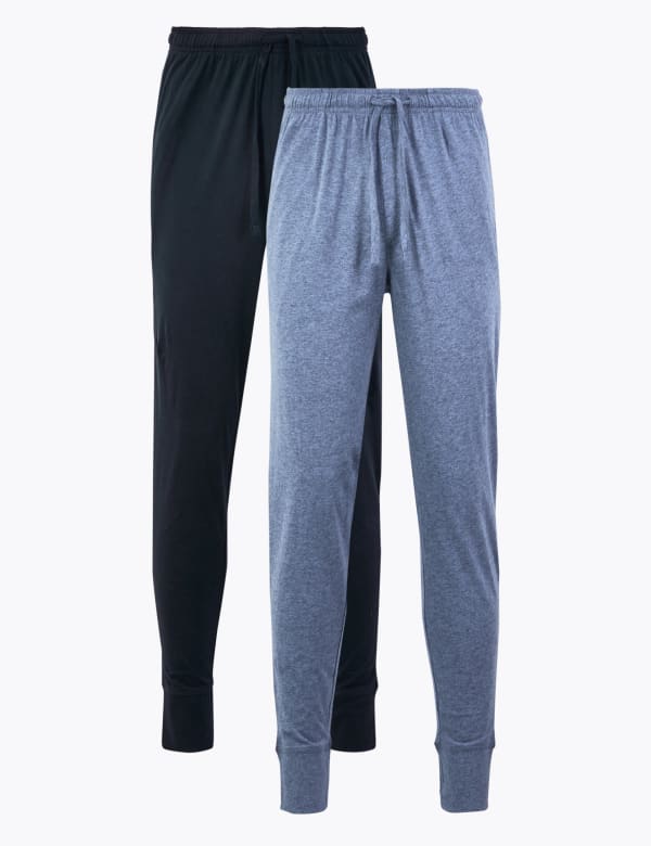 2 Pack Pure Cotton Jersey Pyjama Bottoms