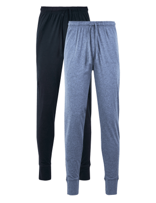 

Mens M&S Collection 2 Pack Pure Cotton Cuffed Pyjama Bottoms - Navy/Blue, Navy/Blue