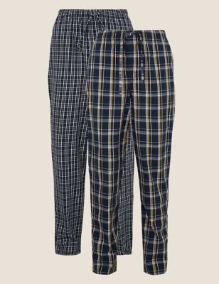  Lot de 2 pantalons de pyjama coupe longue à carreaux - Navy Mix