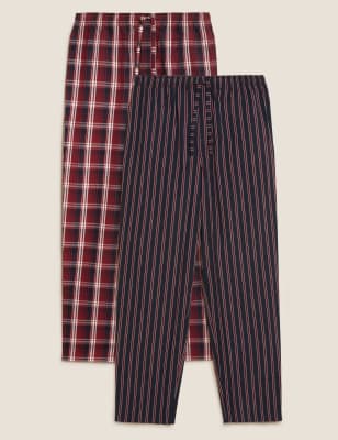 

Mens M&S Collection Longer Length 2 Pack Pyjama Bottoms - Burgundy Mix, Burgundy Mix