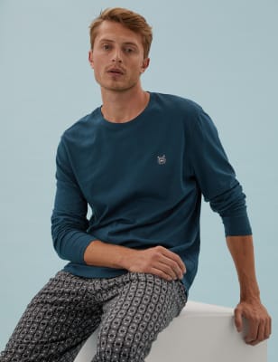 

Mens M&S Collection Pure Cotton Bear Print Pyjama Set - Teal Mix, Teal Mix