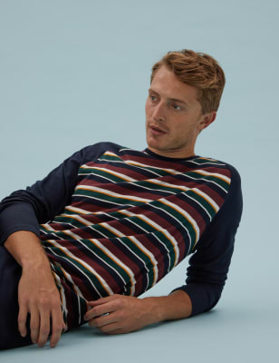 

Mens M&S Collection Pure Cotton Striped Pyjama Set - Multi, Multi