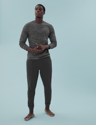 

Mens M&S Collection Meliertes Schlafanzugset mit hohem Baumwollanteil - Black Mix, Black Mix