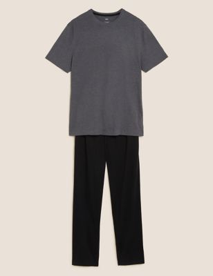 

Mens M&S Collection Cotton Rich Marl Effect Pyjama Set - Black Mix, Black Mix