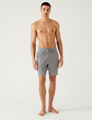 M&S Short décontracté en coton à motif gaufré Gris, Bermudas & Shorts Homme