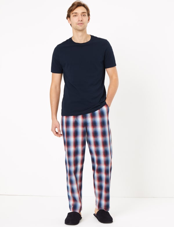 Pure Cotton Checked Pyjama Bottoms
