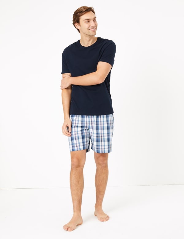 Pure Cotton Checked Pyjama Shorts