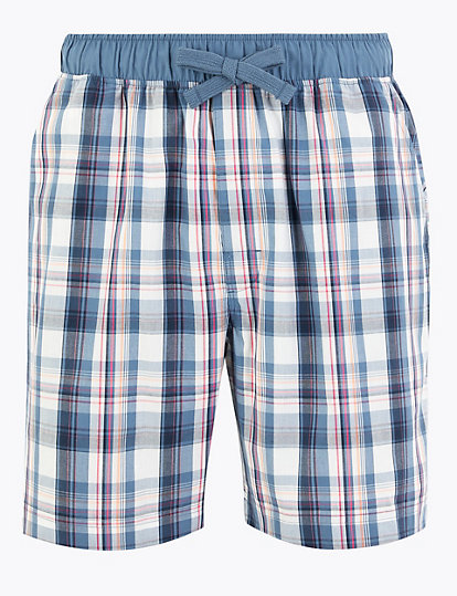 Pure Cotton Checked Pyjama Shorts