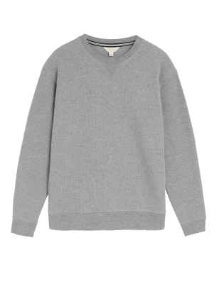 

Mens M&S Collection Cotton Supersoft Waffle Loungewear Sweatshirt - Grey, Grey