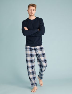  Bas de pyjama 100 % coton à carreaux - Blue Mix