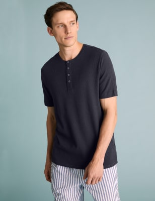 

Mens M&S Collection Cotton Supersoft Waffle Loungewear Top - Dark Navy, Dark Navy