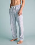 Cotton Linen Striped Pyjama Bottoms
