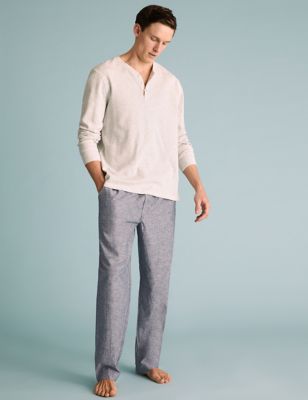  Bas de pyjama chambray en coton et lin - Grey Mix