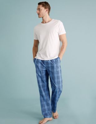  Bas de pyjama 100 % coton à carreaux - Blue Mix
