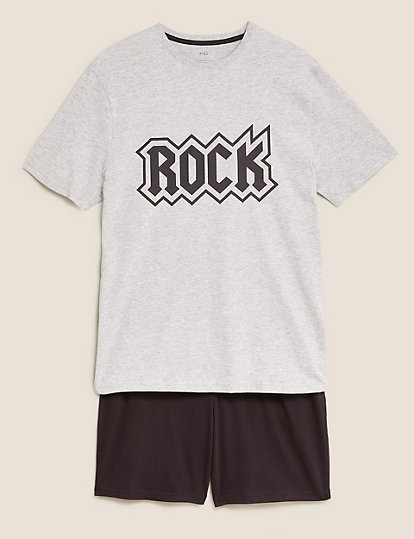 Pure Cotton Rock Print Pyjama Set