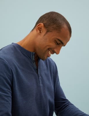 

Mens M&S Collection Loungewear-Oberteil aus Baumwolle und Jersey - Denim Mix, Denim Mix