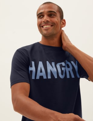 

Mens M&S Collection Loungewear-Oberteil aus reiner Baumwolle mit Schriftzug - Dark Navy, Dark Navy