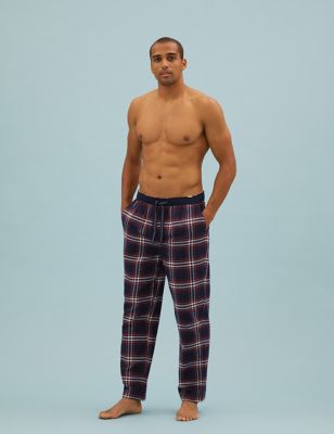 

Mens M&S Collection Brushed Cotton Checked Loungewear Bottoms - Burgundy Mix, Burgundy Mix