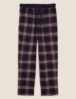 Brushed Cotton Checked Loungewear Bottoms