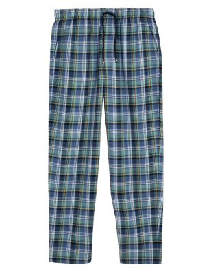 

M&S Collection Pantalón informal 100% algodón de cuadrosMens - Green Mix, Green Mix