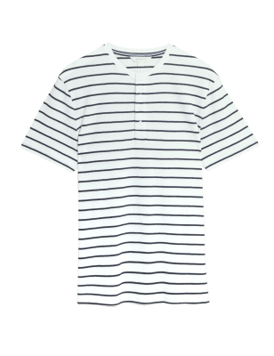 

M&S Collection Top informal 100% algodón de rayas gofradoMens - Ivory Mix, Ivory Mix