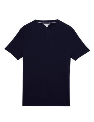 

Mens M&S Collection Cotton Blend Supersoft Loungewear Top - Dark Navy, Dark Navy