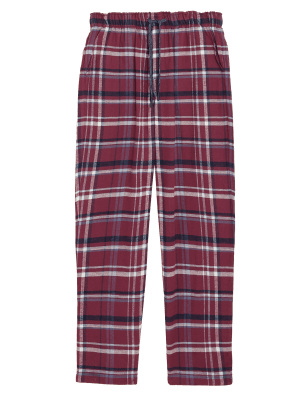 

Mens M&S Collection Brushed Cotton Checked Loungewear Bottoms - Burgundy Mix, Burgundy Mix