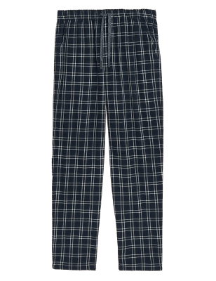 

Mens M&S Collection Pure Cotton Checked Loungewear Bottoms - Navy Mix, Navy Mix