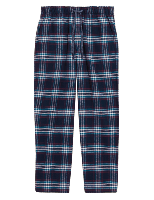 

Mens M&S Collection Brushed Cotton Checked Loungewear Bottoms - Navy Mix, Navy Mix