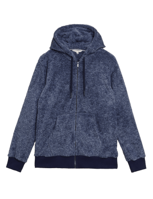 

Mens M&S Collection Fleece Supersoft Zip Up Hoodie - Blue Marl, Blue Marl