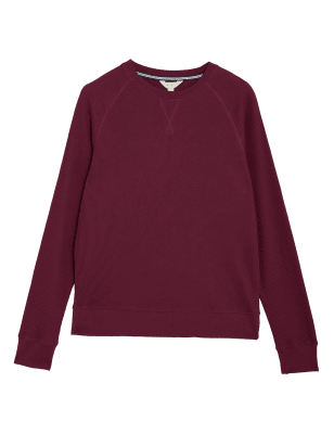 

Mens M&S Collection Cotton Blend Waffle Loungewear Top - Dark Magenta, Dark Magenta