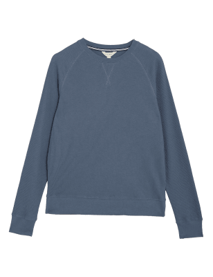 

Mens M&S Collection Loungewear-Oberteil aus Baumwollmischung mit Waffelmuster - Dark Airforce, Dark Airforce