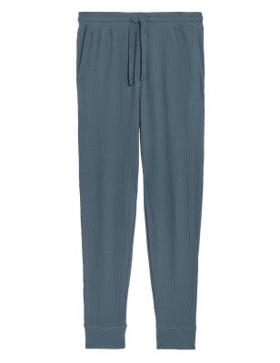 

Mens M&S Collection Cotton Rich Waffle Loungewear Bottoms - Dark Airforce, Dark Airforce