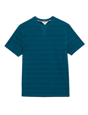 

M&S Collection Top informal 100% algodón de rayasMens - Teal Mix, Teal Mix