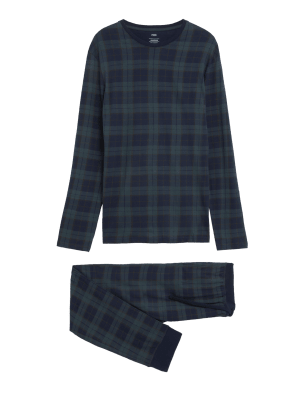 

Mens M&S Collection Pure Cotton Checked Pyjama Set - Green Mix, Green Mix