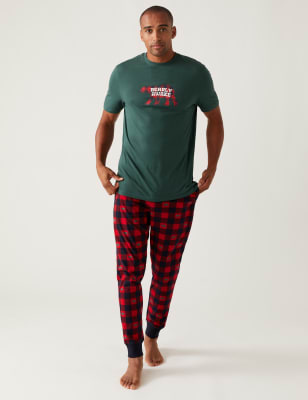 Long-Sleeve Top and Straight-Leg Pant Flannel Pyjama Set