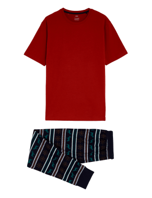 

M&S Collection Pijama 100% algodón supersuave con estampado de ciervosMens - Red Mix, Red Mix