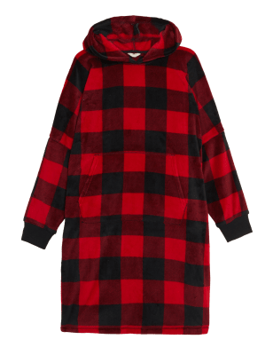 

Mens M&S Collection Supersoft Checked Fleece Oversized Hoodie - Red Mix, Red Mix