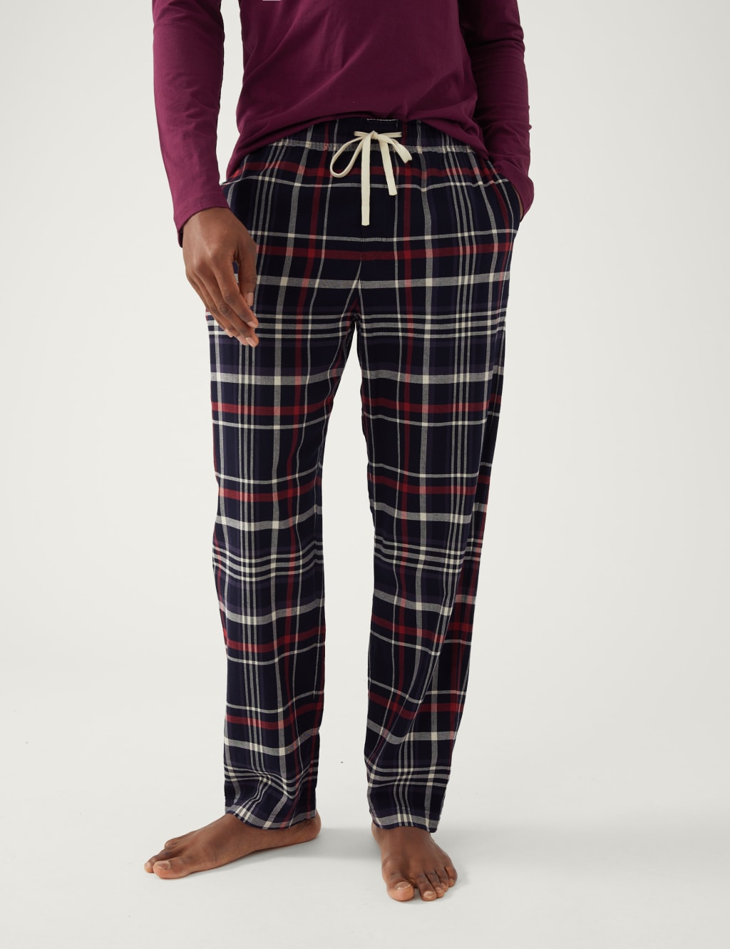 Pure Cotton Checked Loungewear Bottoms image 2