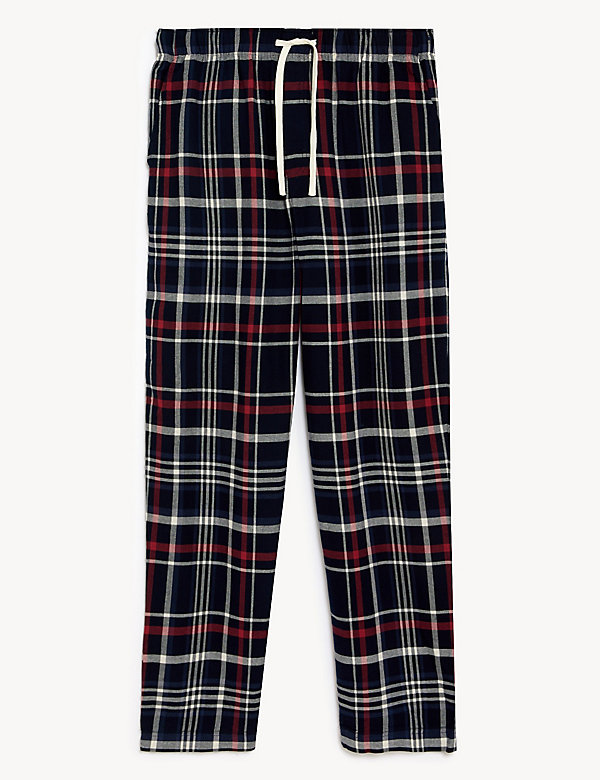 Pure Cotton Checked Loungewear Bottoms - AT