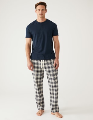 

Mens M&S Collection Pure Cotton Checked Pyjama Bottoms - Ivory Mix, Ivory Mix