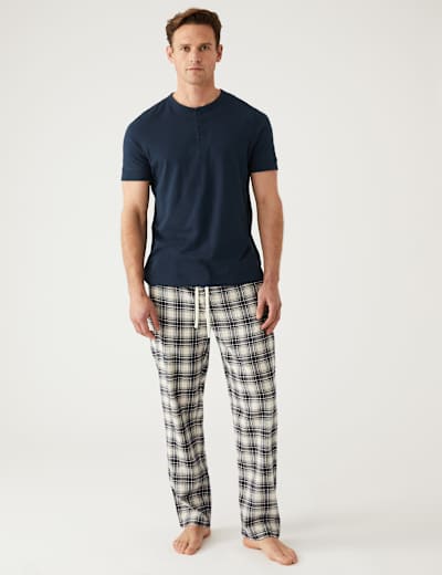 Pure Cotton Checked Pyjama Bottoms