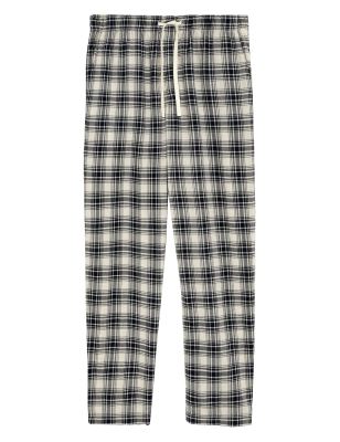 

Mens M&S Collection Schlafanzughose aus reiner Baumwolle mit Karomuster - Ivory Mix, Ivory Mix