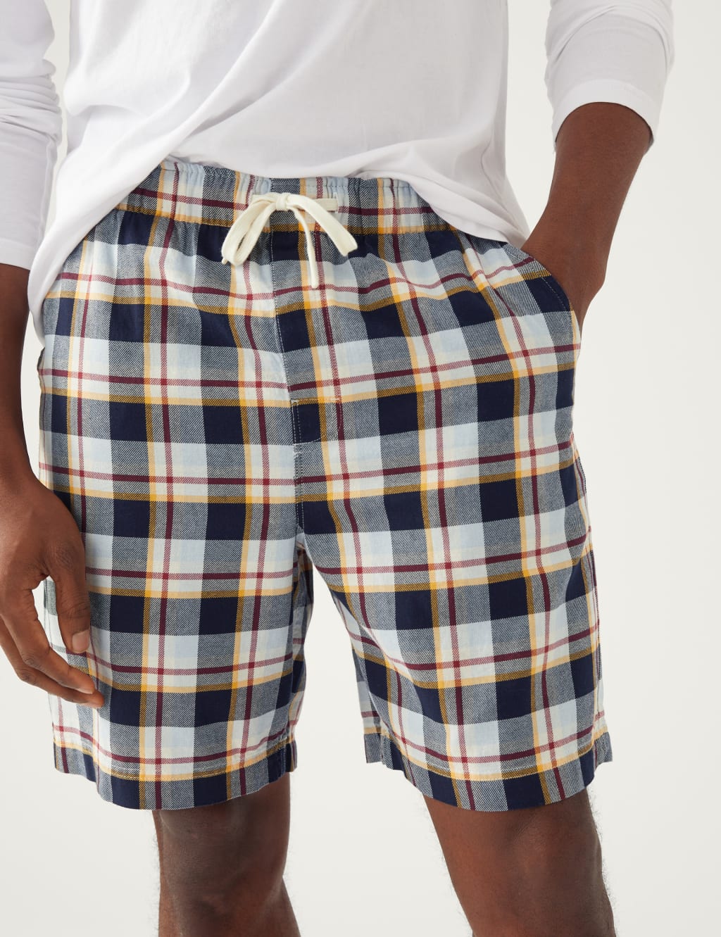 Pure Cotton Checked Loungewear Shorts image 2