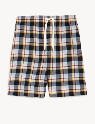 Pure Cotton Checked Loungewear Shorts - MX