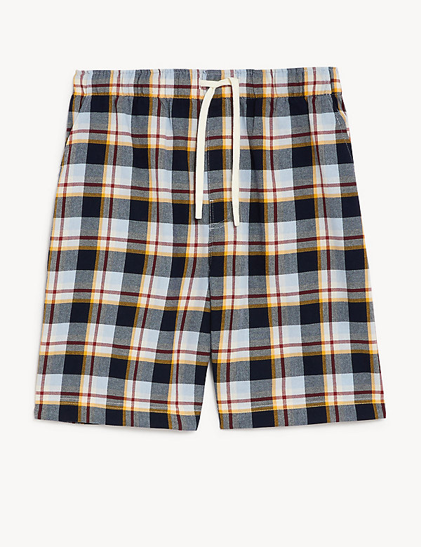 Pure Cotton Checked Loungewear Shorts - AU