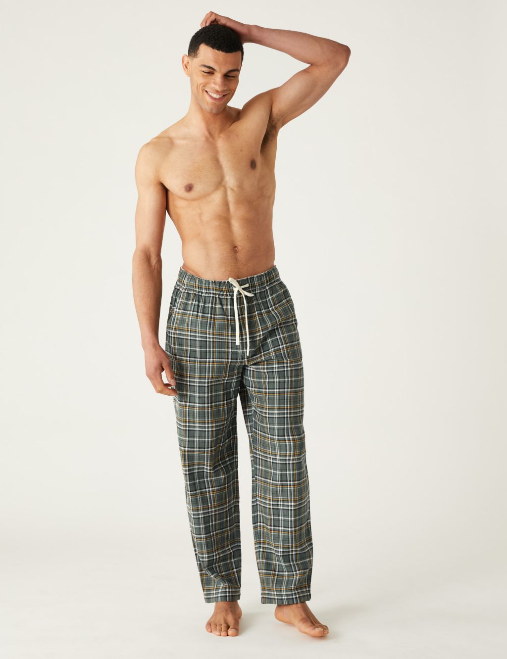 Pure Cotton Checked Loungewear Bottoms image 1